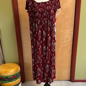 Haute Monde Burgundy Floral Dress